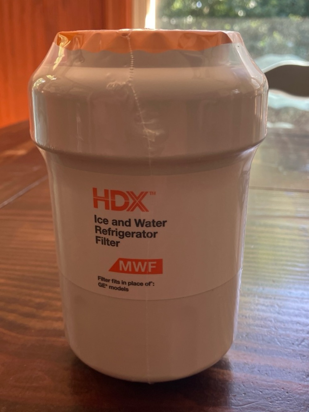 MWF Ice and Water Refrigerator Filter — White with Orange Accent